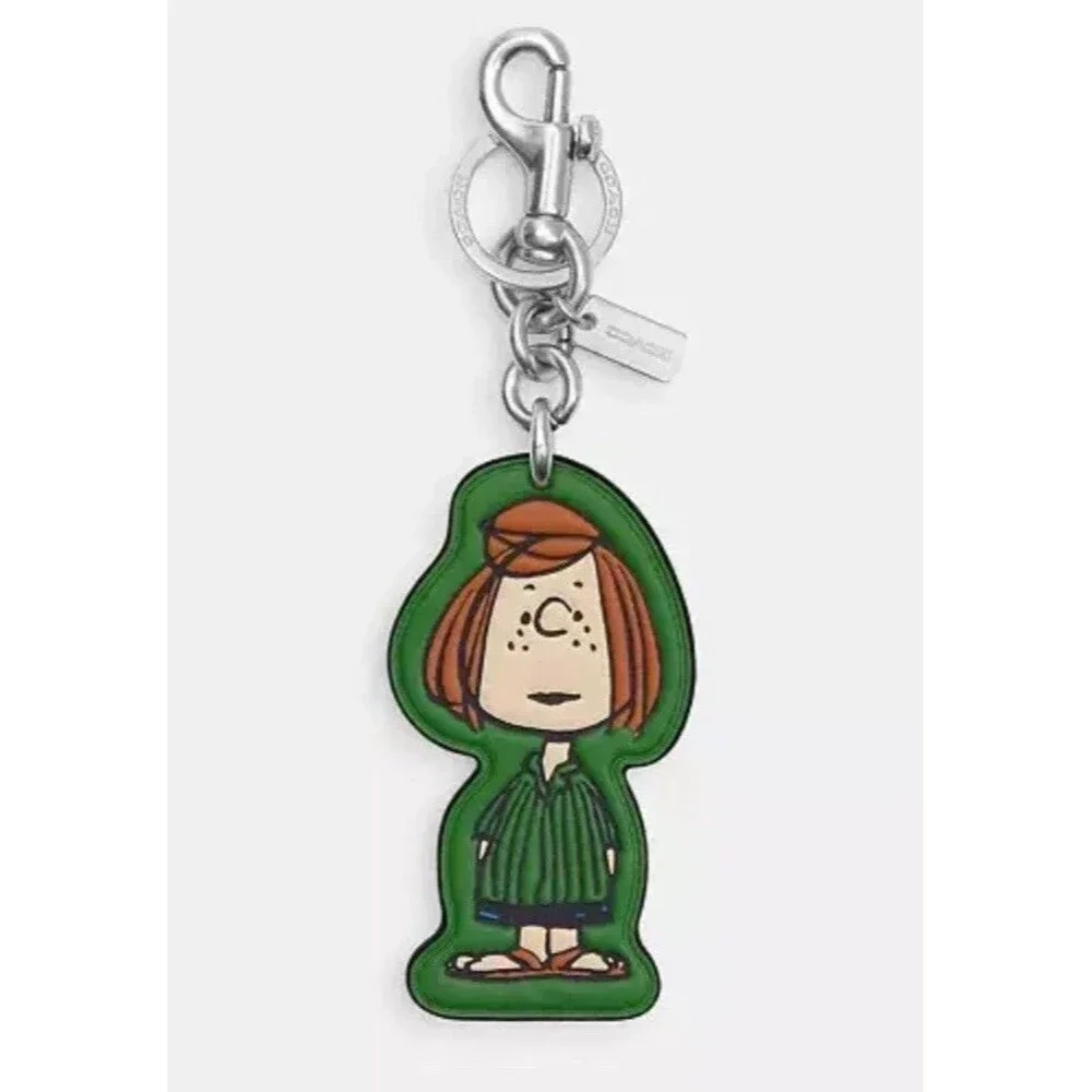 Coach x Peanuts 75th Peppermint Patty Leather Green Bag Charm #CBG57 nwt